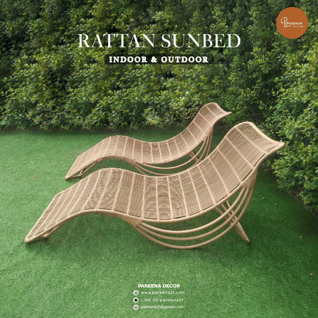 เตียงริมสระ หวายเทียม PAREENA DECOR รุ่น LUNA CURVE เตียงอาบแดด สีธรรมชาติ_4
